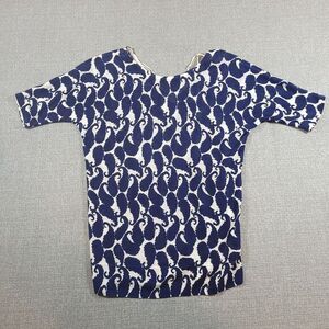 Talbots Sweater Womens Extra Small Knit Blue Ivory Linen Top Ladies